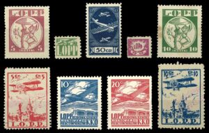 Znaczki (nalepki) z różnych okresów drukowane w PZG i PWPW